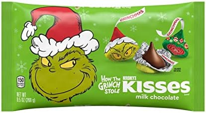 HERSHEY'S KISSES Grinch Milk Chocolate Candy, Holiday, 9.5 oz Bag | Amazon (US)