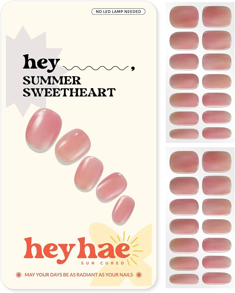 Heyhae Semi Cured Gel Nail Strips | No LED Lamp Needed | Solid, Pink, Spring | Easy Apply & Remov... | Amazon (US)