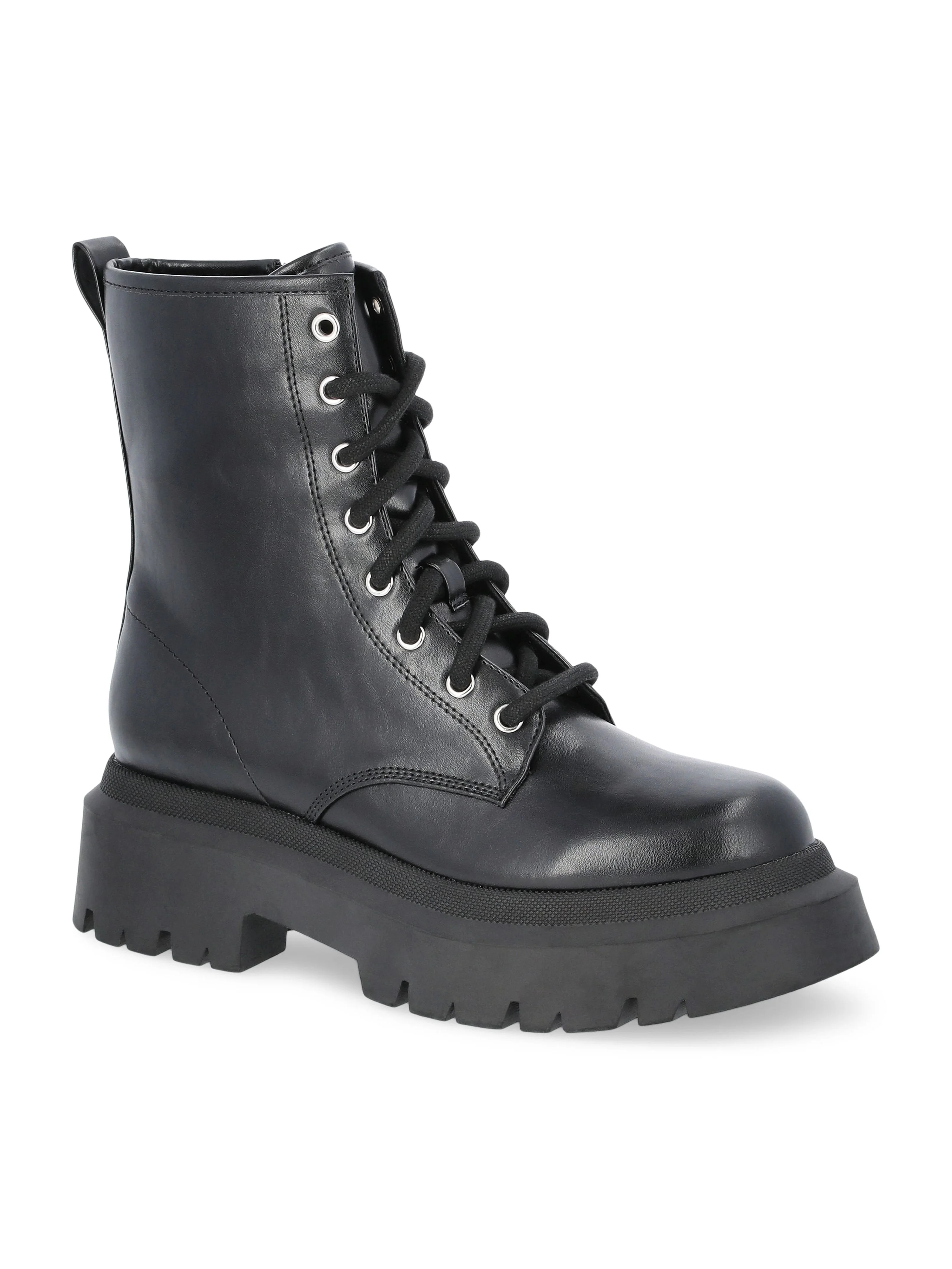 No Boundaries Women's Lug Sole Combat Boots, Wide Width Available | Walmart (US)