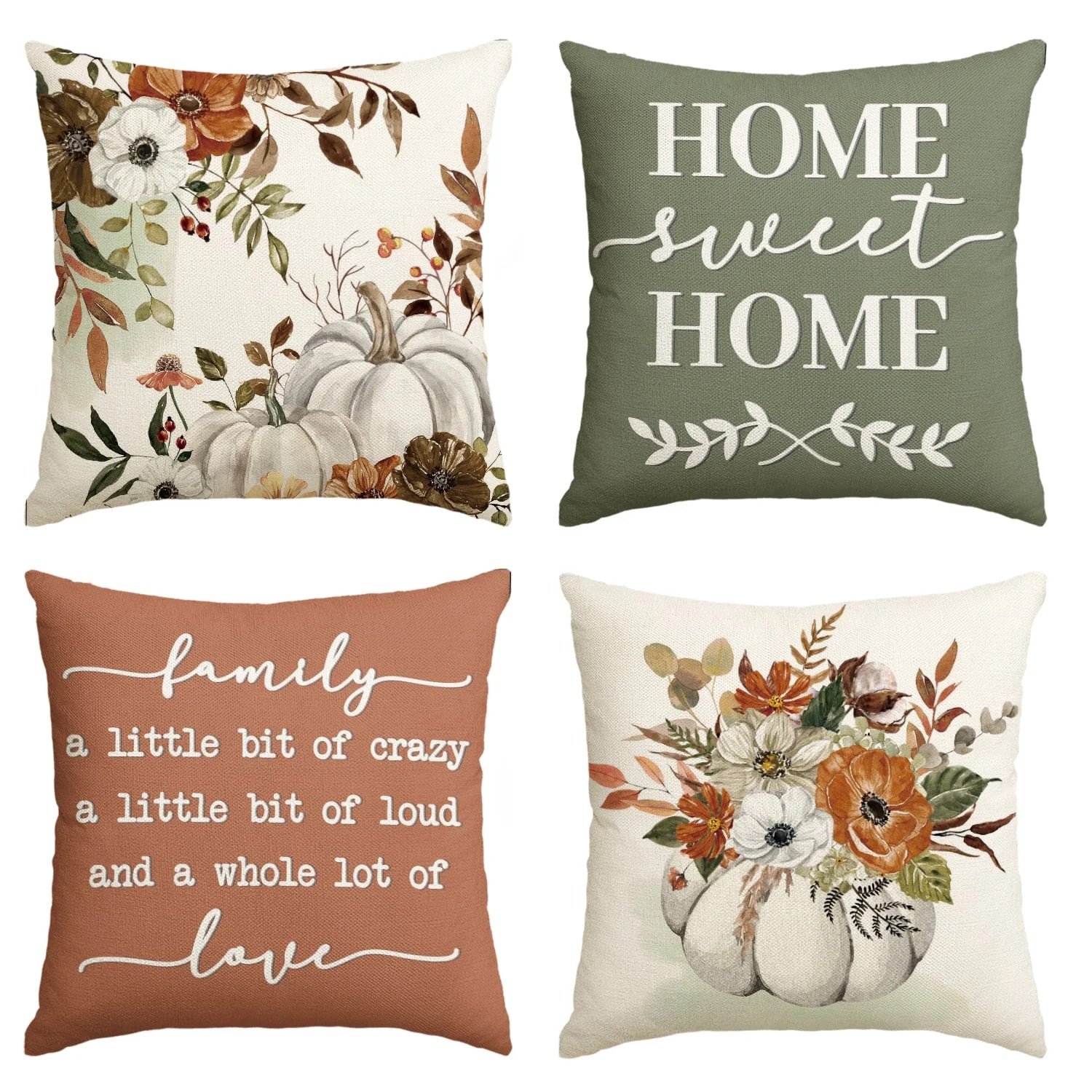 Sm:)e Fall for Jesus He Never Leaves Flowers Thanksgiving Throw Pillow Covers Set of 4, 18 x 18 I... | Walmart (US)