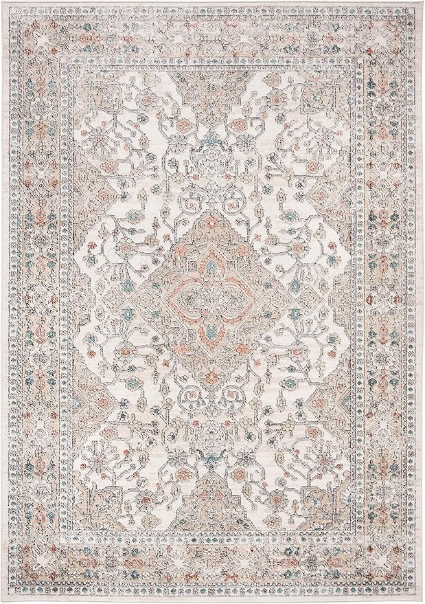 SAFAVIEH Oregon Collection Area Rug - 5'1" x 7'6", Grey & Ivory, Oriental Distressed Design, Non-... | Amazon (US)