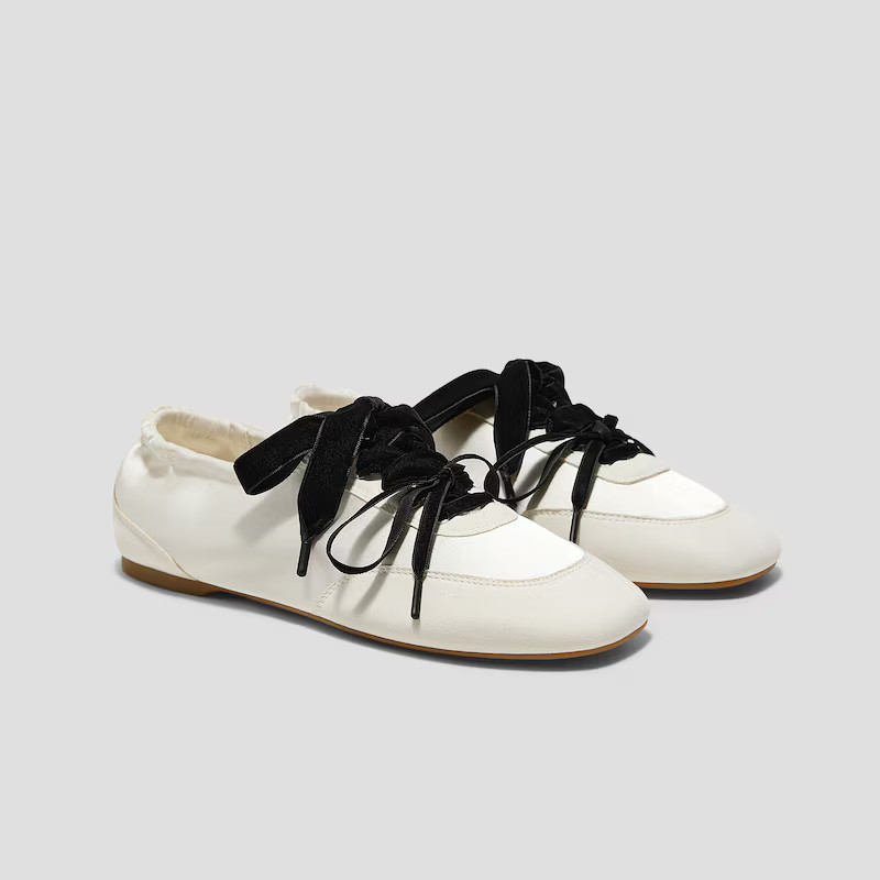 Black Swan × VIVAIA Square-Toe Lace-Up Satin Sneakerina (Cristina) | VIVAIA