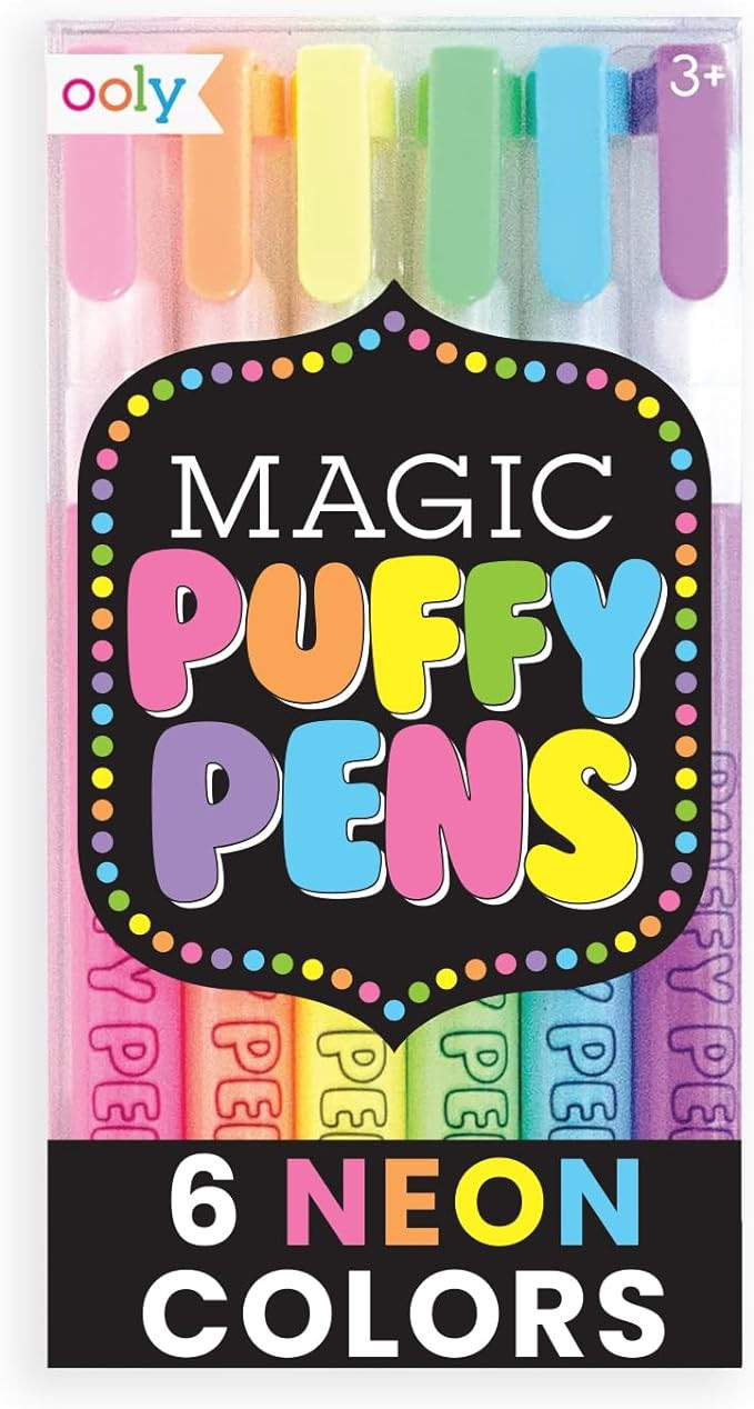 Ooly Magic Puffy Pens, Puffy Popcorn Drawing Pens, Set of 6 Neon Colors with 3D Ink, Just Add Hea... | Amazon (US)