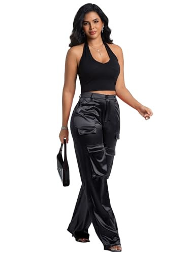 Aressdom Leather Pants for Women Loose Birthday, Club, Brunch, Black, M | Amazon (US)