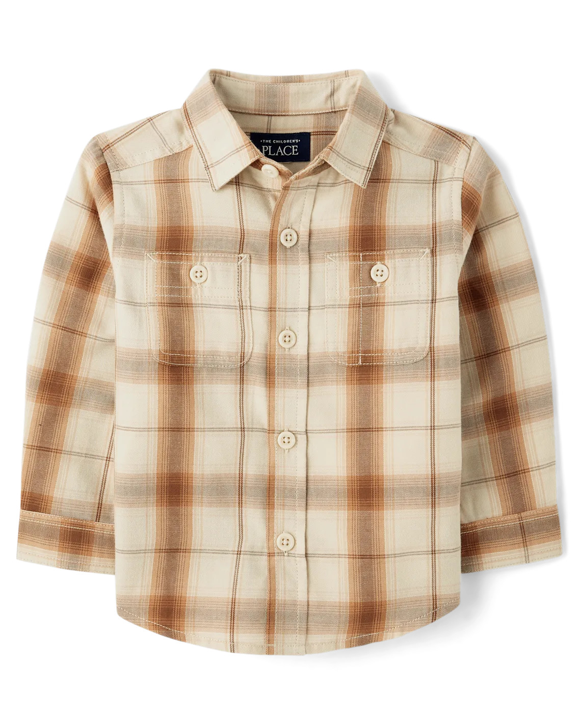 Baby And Toddler Boys Dad And Me Plaid Flannel Button Up Shirt - hay stack | The Children's Place