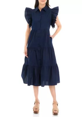 Women's Ruffle Sleeve Midi Dress | Belk