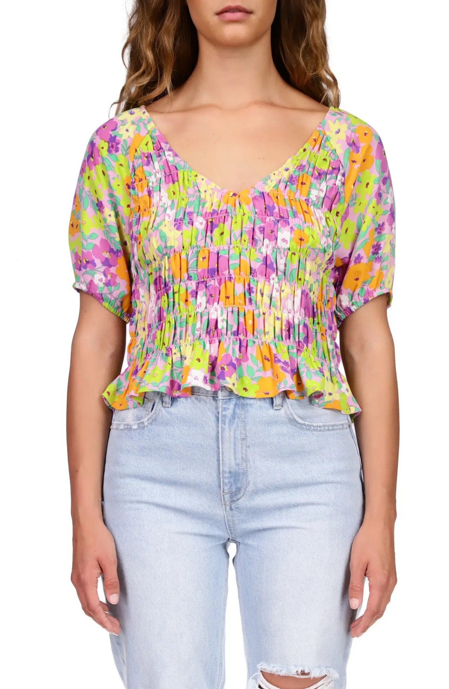 Sanctuary Floral Print Smocked Top | Nordstrom | Nordstrom