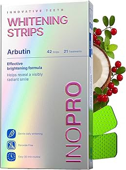 InoPro Teeth Whitening Strips 21 Treatments Kit - Teeth Whitener, Peroxide Free, Green White Stri... | Amazon (US)