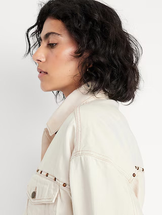 Oversized Studded Jean Jacket | Old Navy (US)