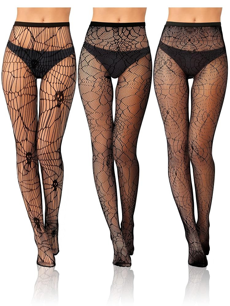 Bencailor Halloween Women Fishnet Stocking Tight Skull Spider Web Legging Tight Small Hole Patter... | Amazon (US)