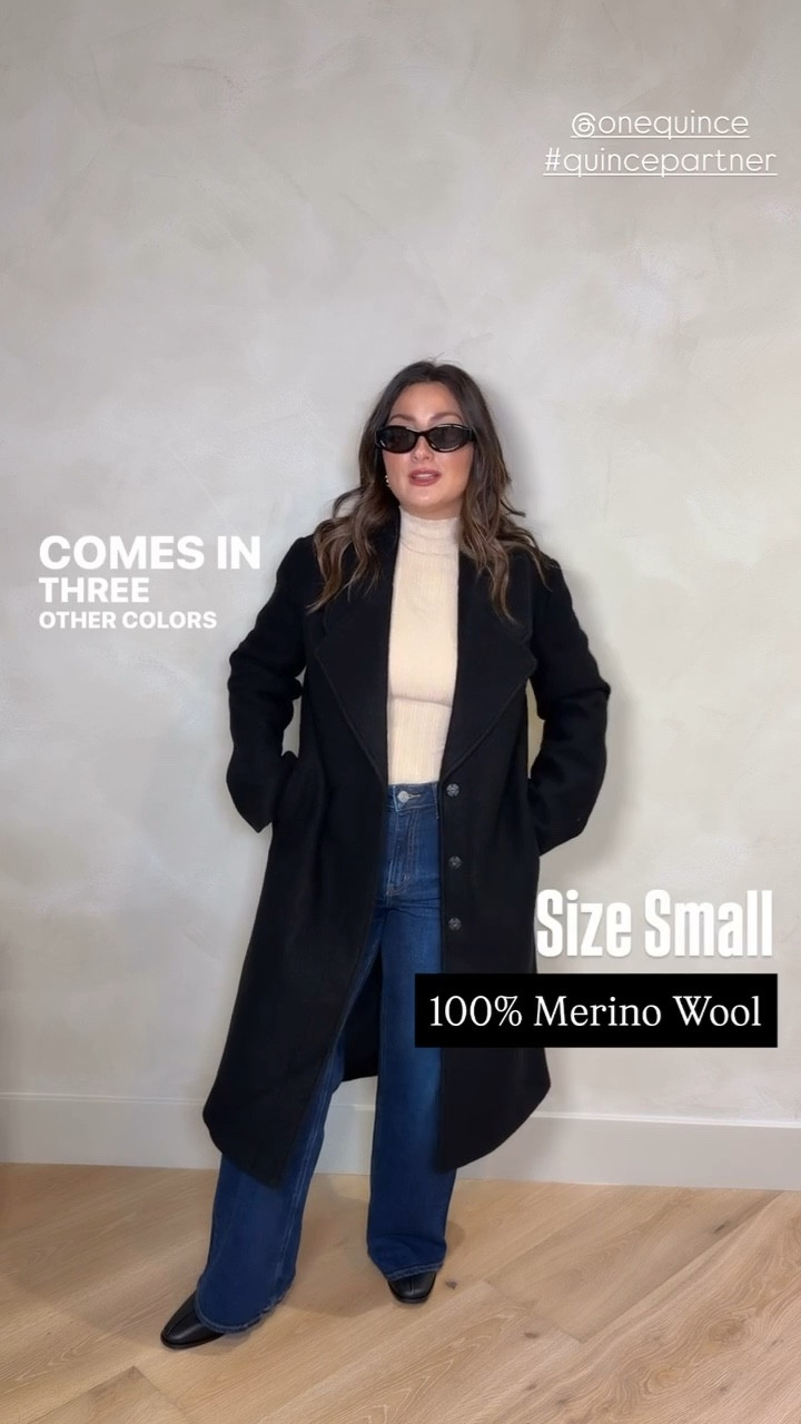 Obsessing over my entire outfit from @onequince (petite friendly of course!!) 

Outfit details: 
Cotton cashmere ribbed turtleneck bodysuit (small, Heather Oatmeal) 

Bella stretch wide leg jeans (27, 28” inseam — perfect with a boot or heel)

Italian leather sock booties (black, true to size)

Merino wool shawl collar long coat (small, black)

Milano acetate sunglasses (black) 


This edit is from Quince’s new capsule curated by celebrity stylist Erin Walsh, and it’s full of timeless pieces that work for everyday life! 

 

#LTKootd #LTKPetite #LTKFindsUnder100