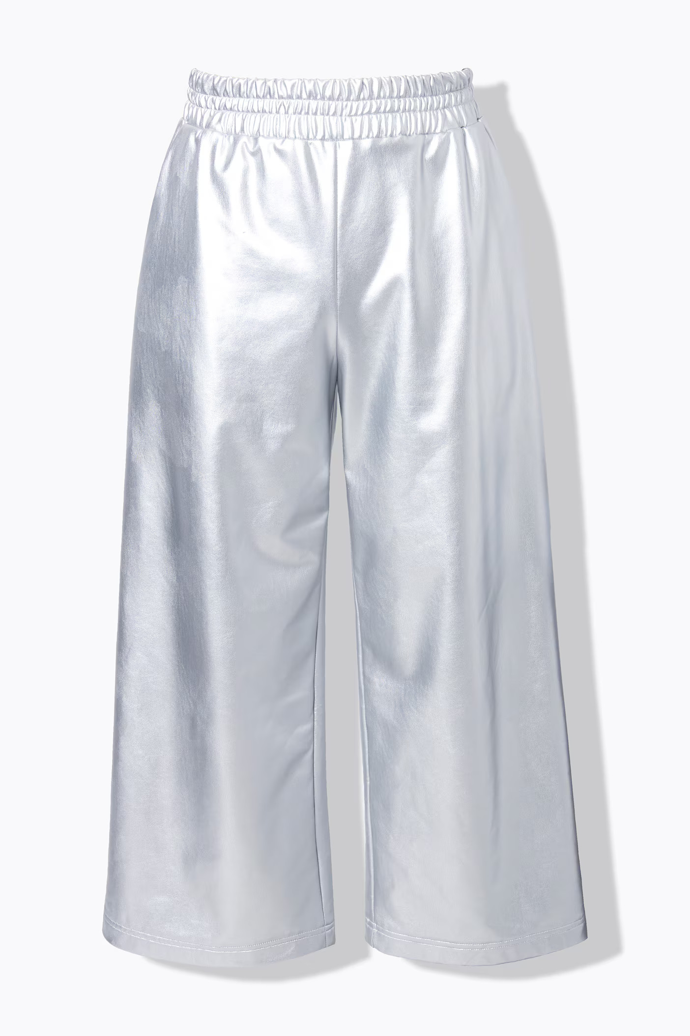 Silver Faux Leather Culottes | Ulla Popken - US