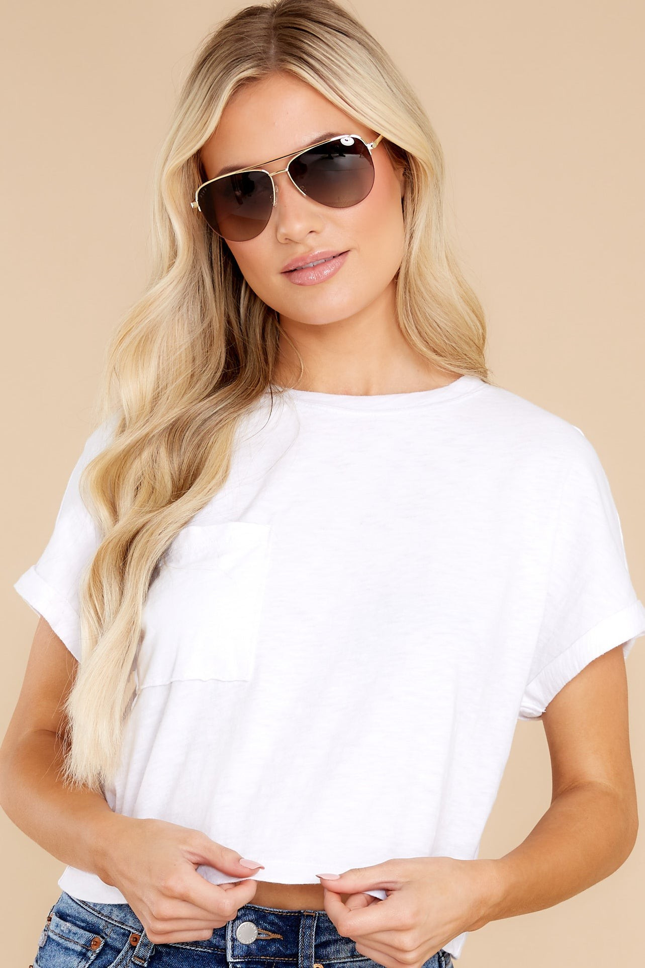 Z Supply Keely White Slub Crew | Red Dress 