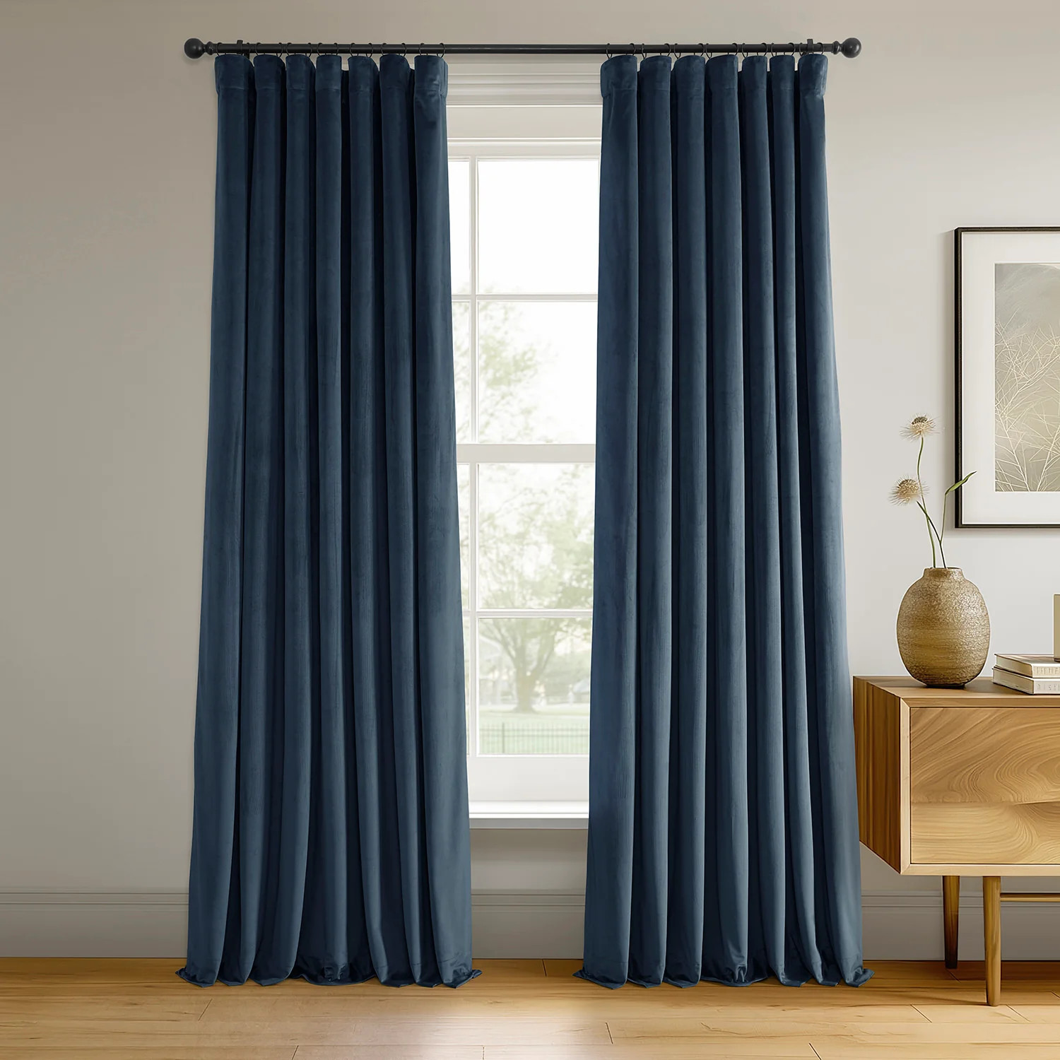 Midnight Blue Signature Velvet Blackout Curtain | Half Price Drapes