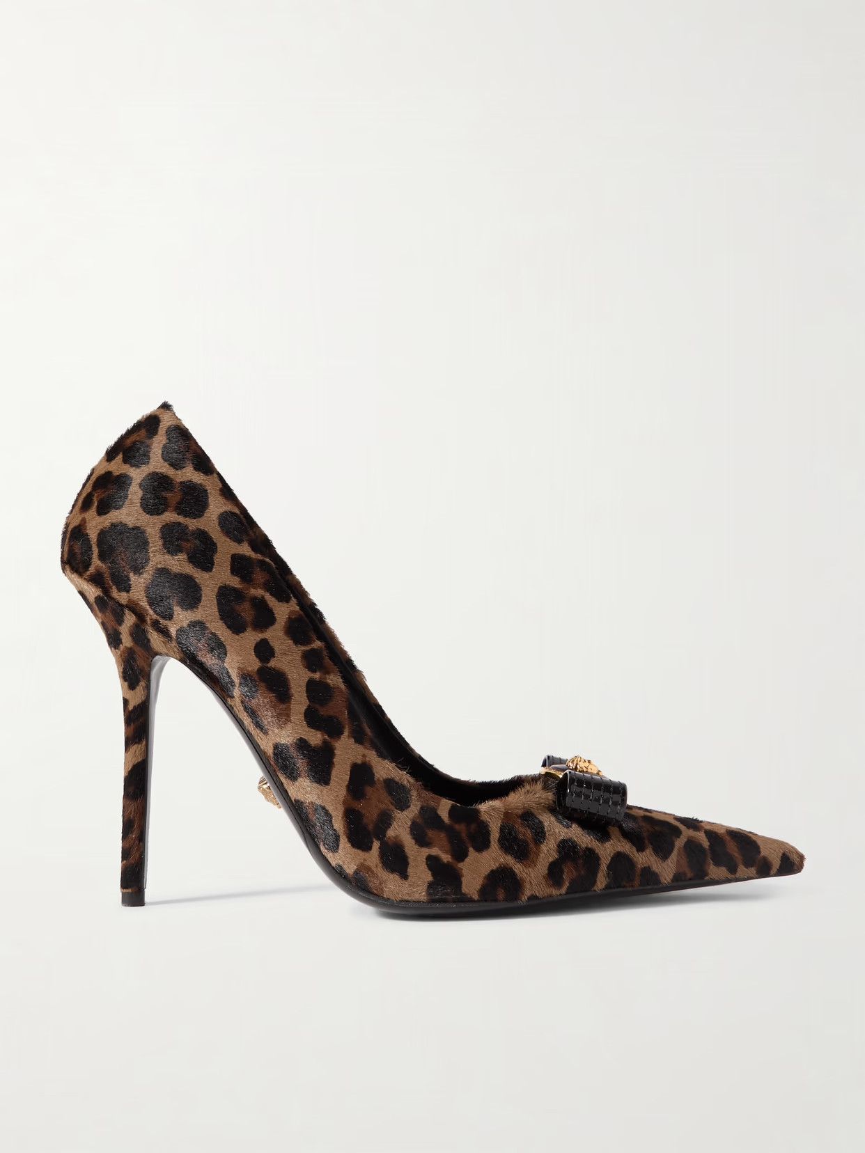 Versace - Embellished Patent Leather-trimmed Leopard-print Calf Hair Pumps - Brown | NET-A-PORTER (US)