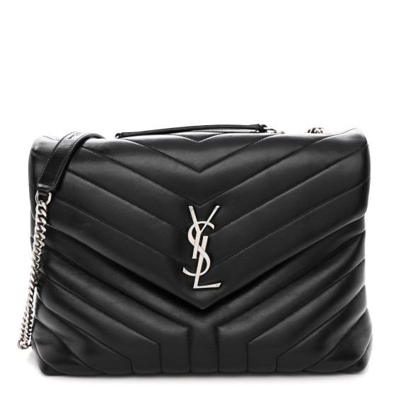 Calfskin Y Quilted Monogram Medium Loulou Chain Satchel Black | FASHIONPHILE (US)