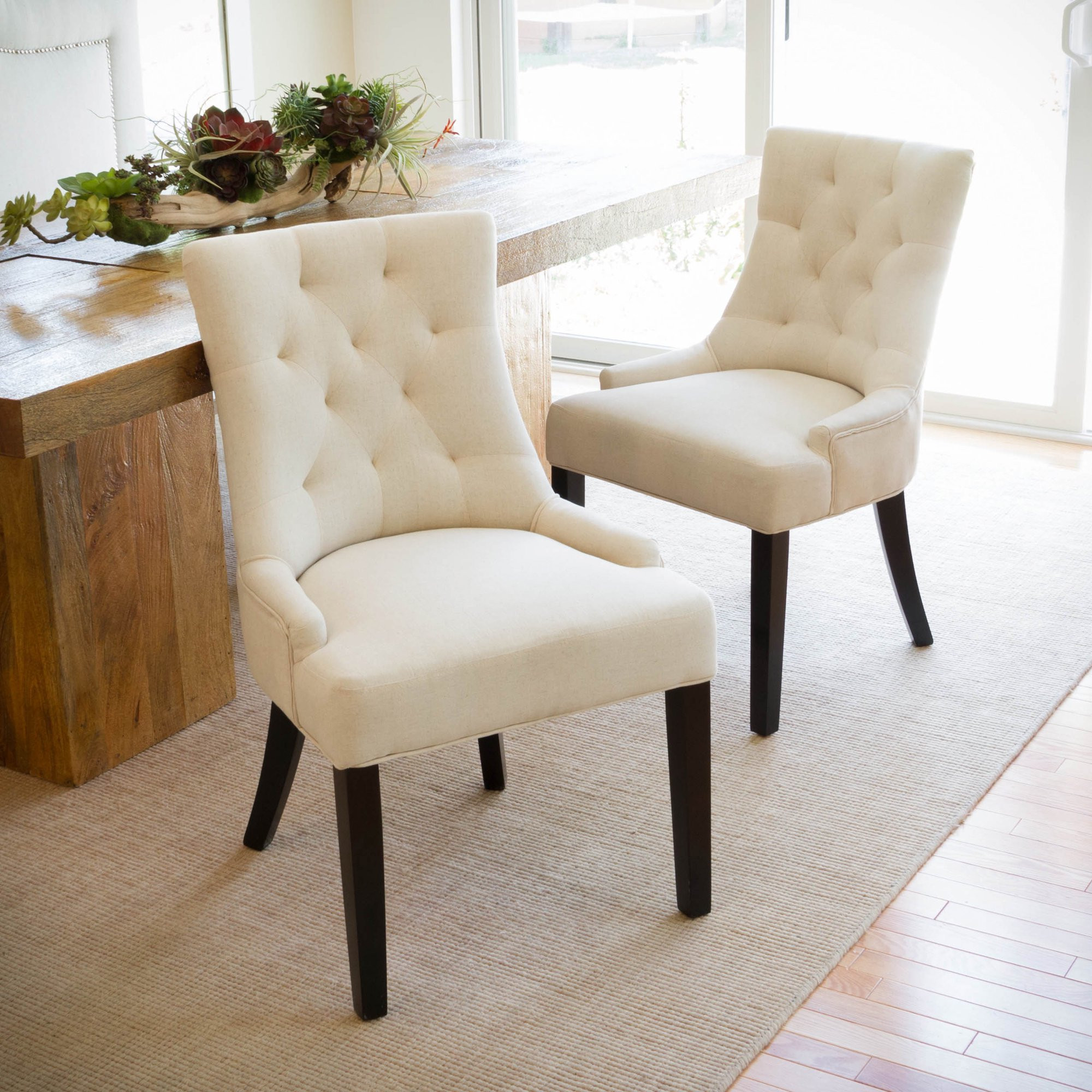 Noble House Abigail Tufted Fabric Dining/ Accent Chair (Set of 2) Color Beige | Walmart (US)