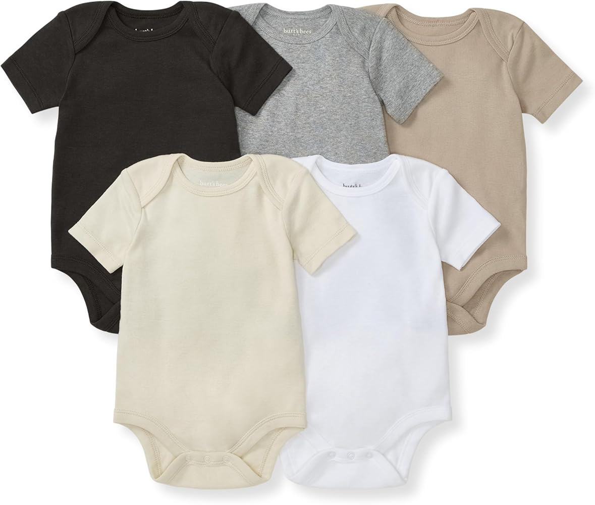 Burt's Bees Baby Bodysuits, Short Sleeve and Long Sleeve One-Pieces, 100% Organic Cotton, Pack of... | Amazon (US)