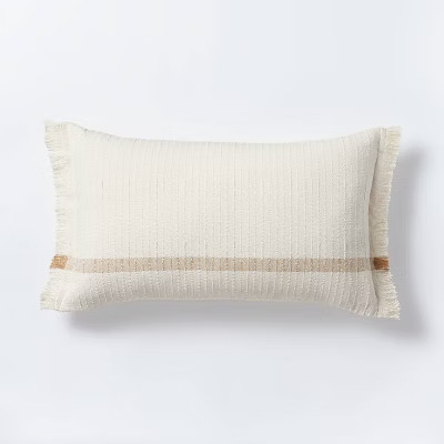 Woven Striped Textured Lumbar Throw Pillow Camel/Cream - Threshold™ designed with Studio Mc... | Target