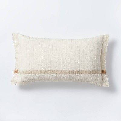 Woven Striped Textured Lumbar Throw Pillow Camel/Cream - Threshold™ designed with Studio McGee | Target