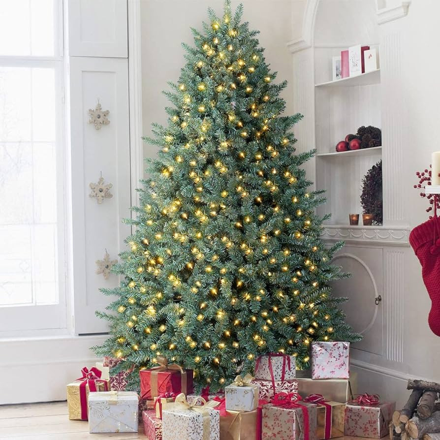 OasisCraft 7.5ft Prelit Christmas Tree, Premium Hinged Blue Spruce Artificial Christmas Tree, Ful... | Amazon (US)