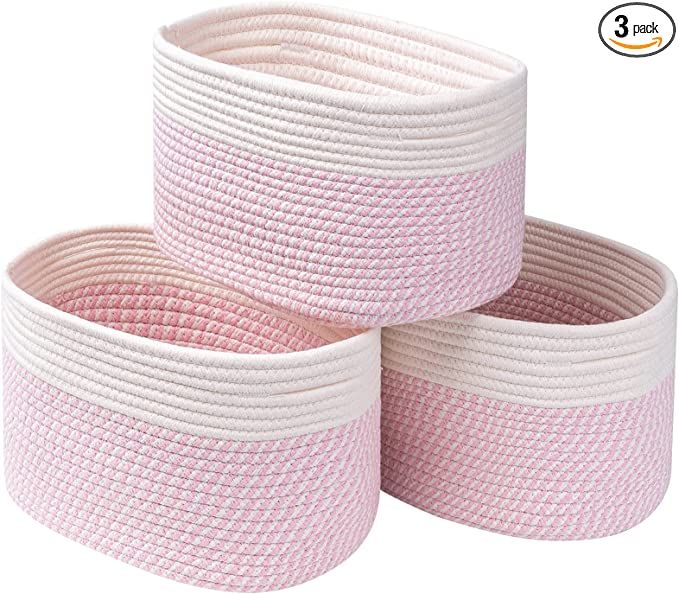 CubesLand Mixd Pink Cotton Rope Baskets for Shelves Storage,Cube Shelf Closet Storage Baskets Bin... | Amazon (US)