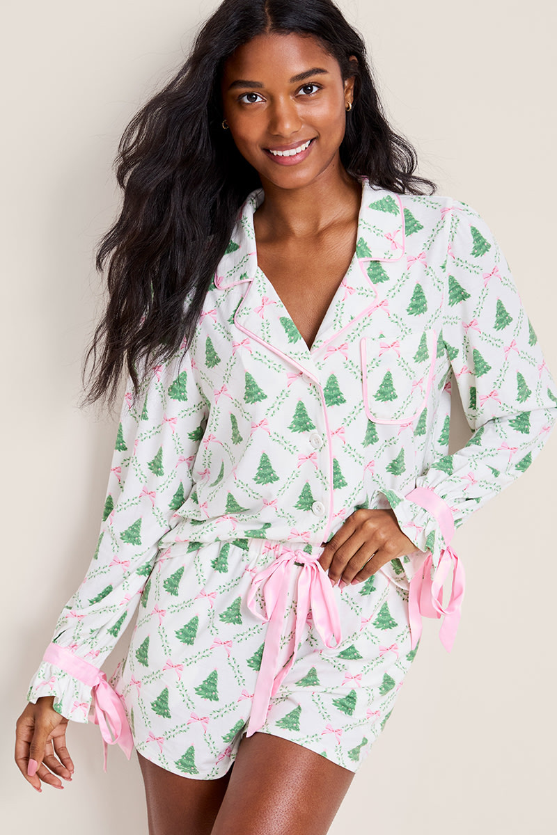 Christmas Trees and Bows Pajama Top | Francesca's