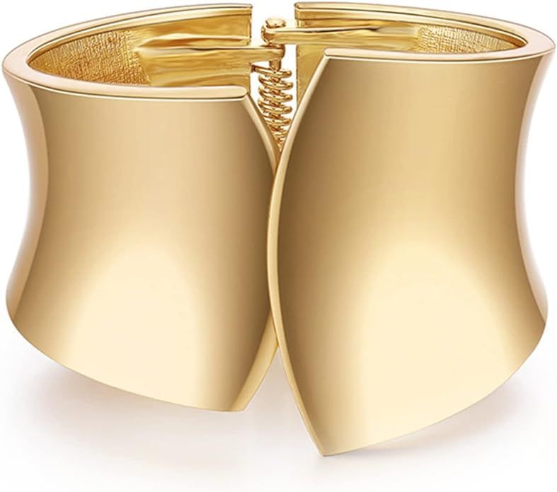 YANCHUN Gold Cuff Bracelets for Women Gold Chunky Bracelets Chunky Gold Bangle Bracelets Gold Pol... | Amazon (US)