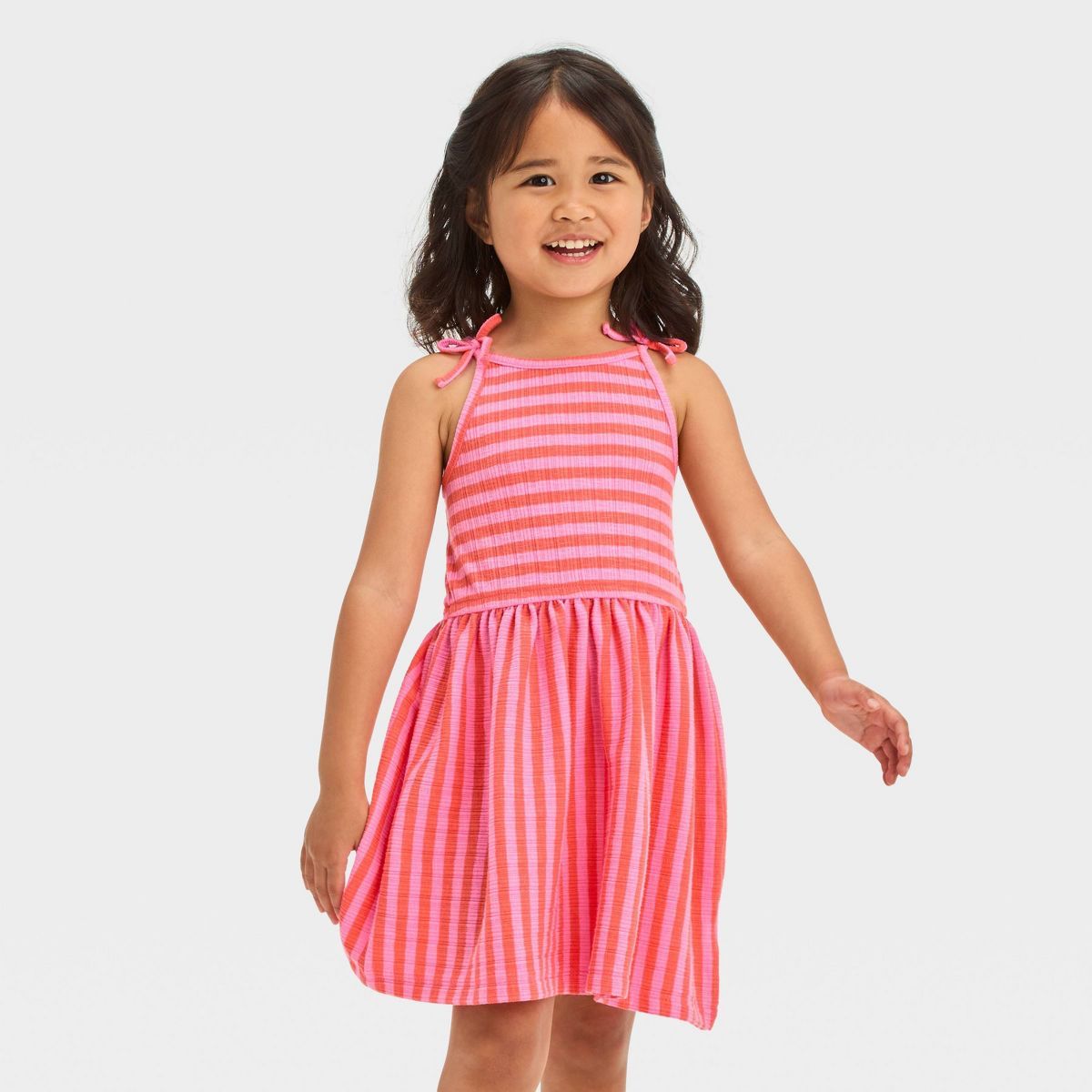 Toddler Girls' Striped Dress - Cat & Jack™ Coral Pink 5T | Target