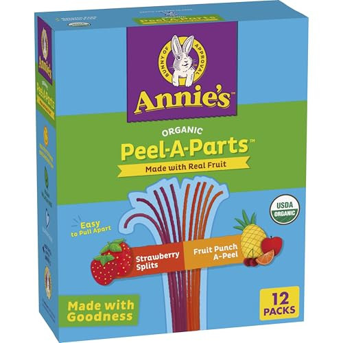 Annie's Organic Fruit Peel-A-Parts Fruit Flavored Snacks, Strawberry and Fruit Punch, Gluten Free, Vegan, Variety Pack, 12 Count, 6.7 oz | Amazon (US)