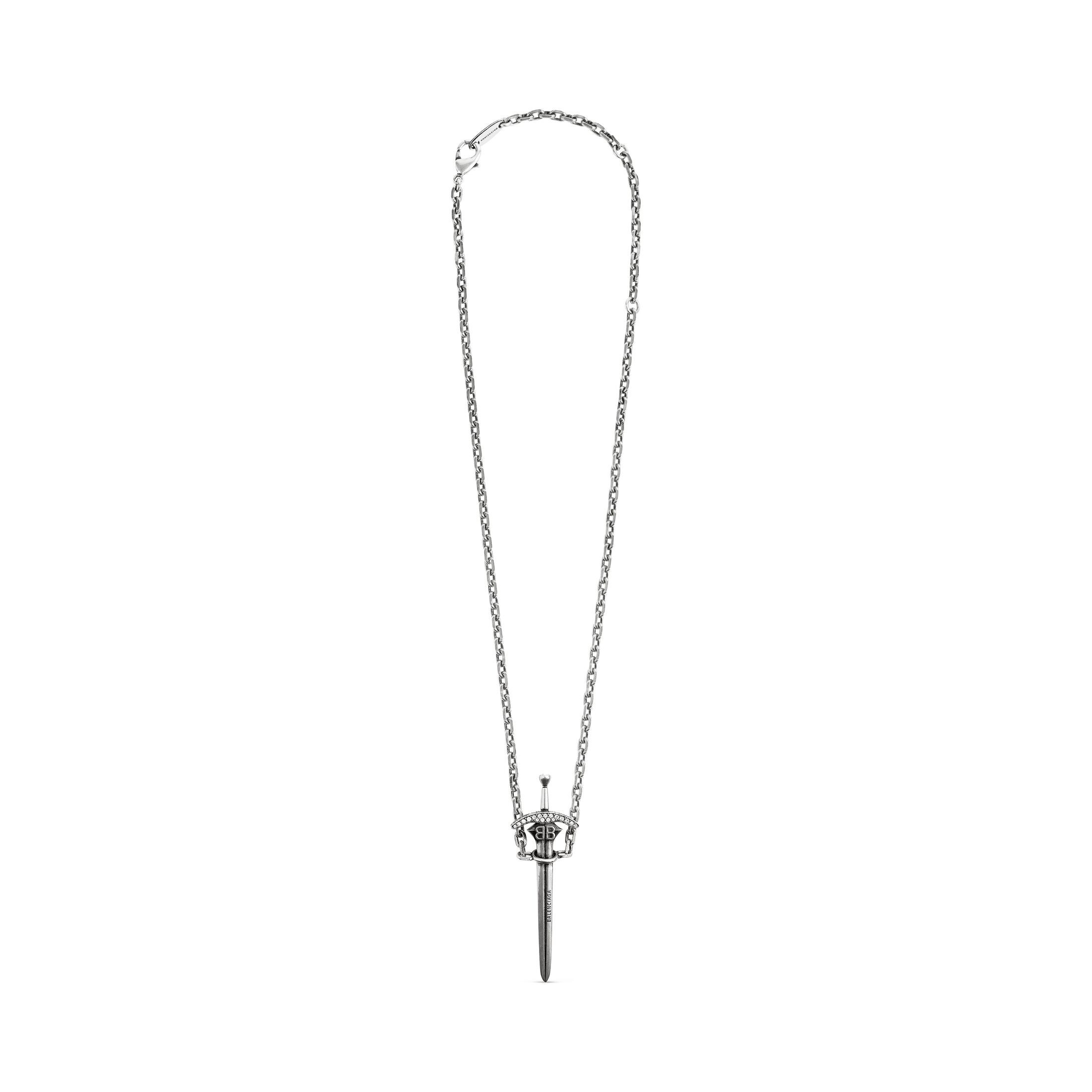 Balenciaga Goth Sword Necklace Silver - Unisex -Brass, Glass | Balenciaga
