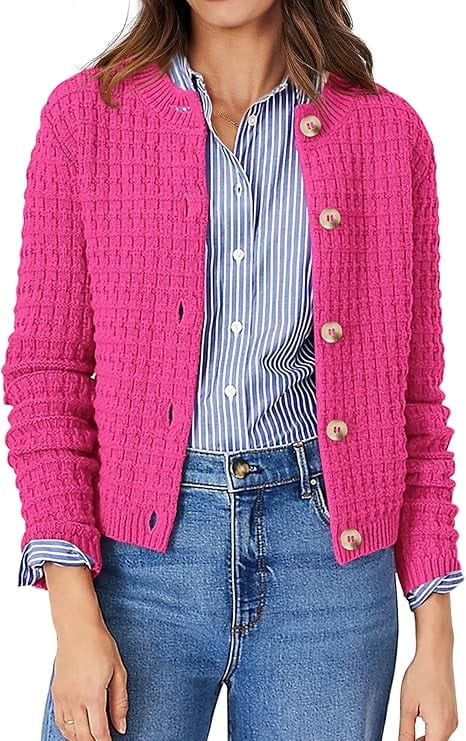 PrettyGarden Women's Cotton Knit Cardigan Sweater, Sizes S-2XL - Walmart.com | Walmart (US)