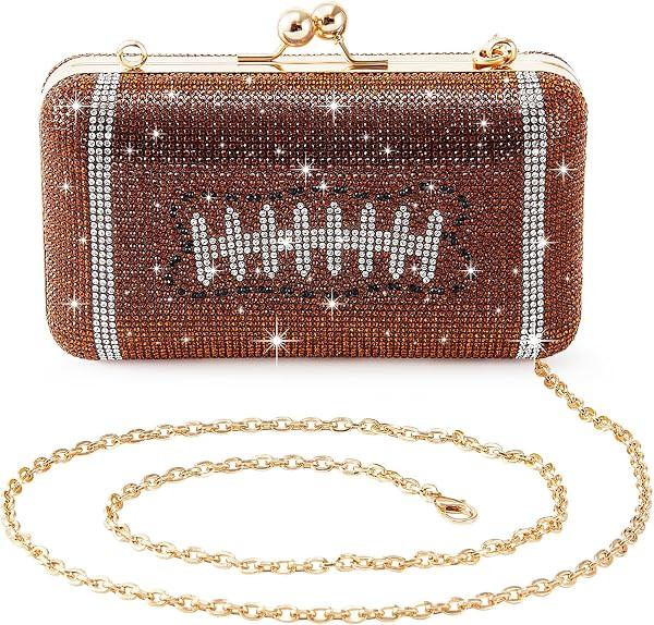 Dansydaisy Football Purse Rhinestone Bling Evening Bag Women Glitter Sparkly Crystal Rugby Novelt... | Amazon (US)