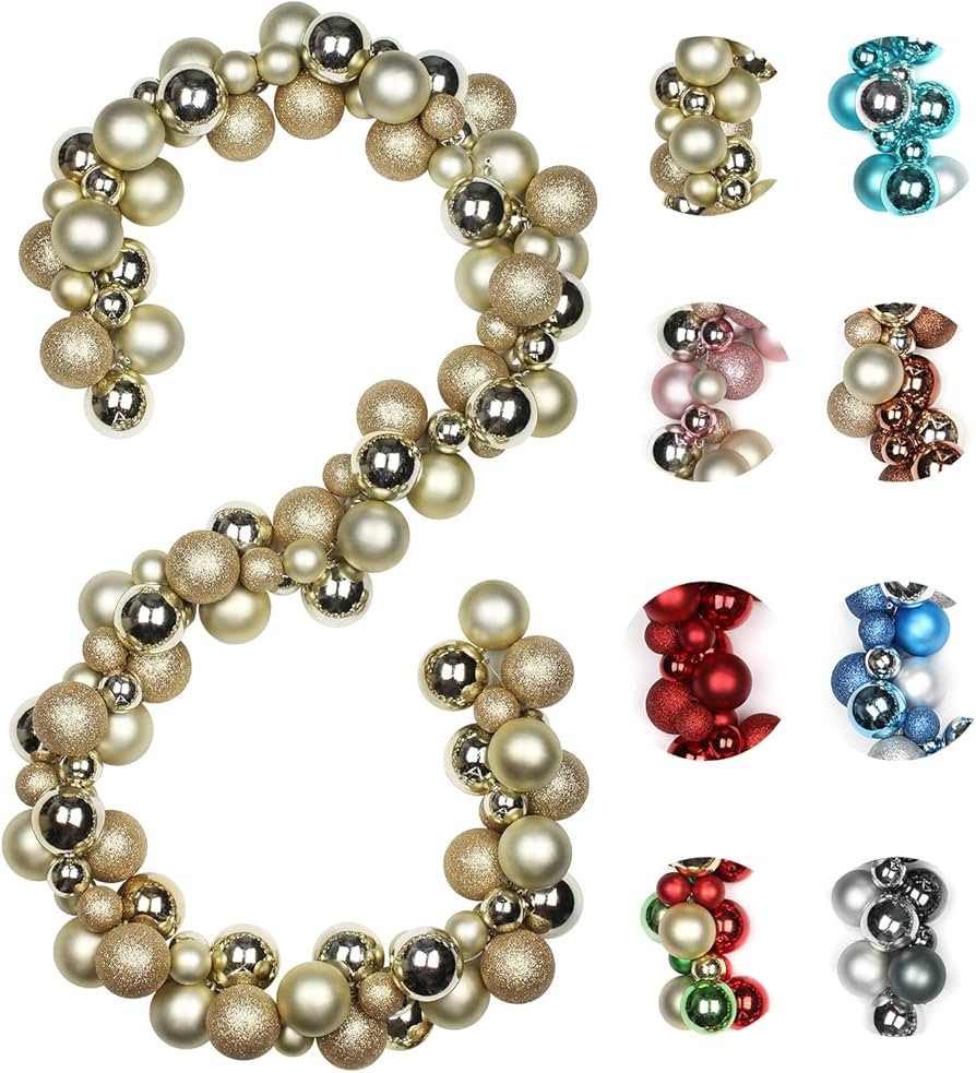 6 FEET Christmas Ball Garland Ornaments Shatterproof Xmas Hanging Balls Decorations for Home Indo... | Amazon (US)