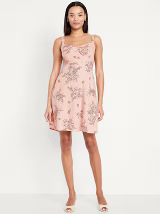 Fit & Flare Crepe Mini Dress | Old Navy (US)