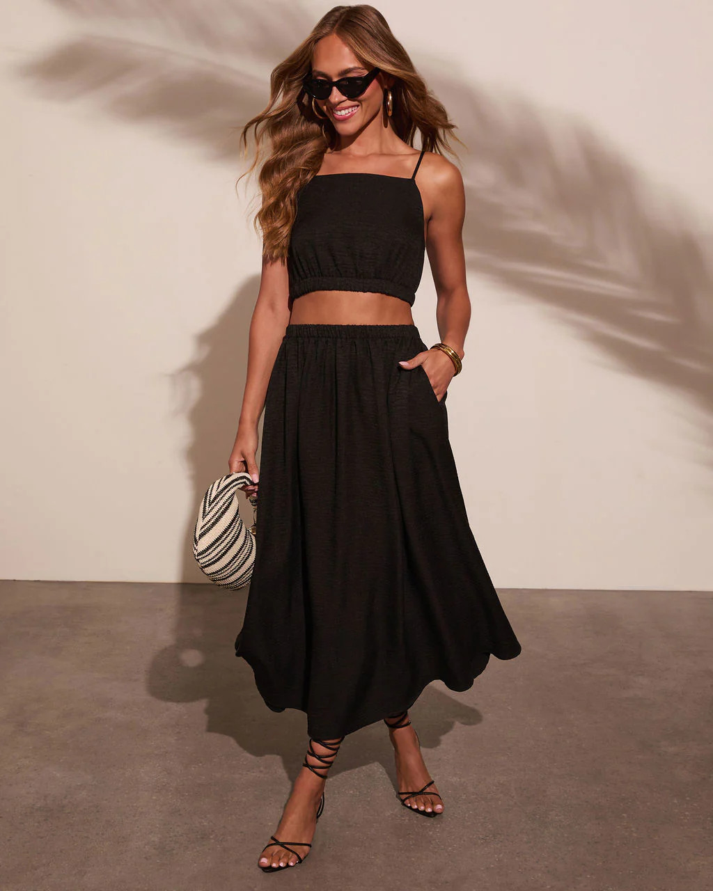 Selangie Pleated Crinkle Maxi Skirt | VICI