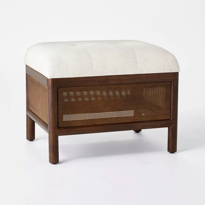 Threshold designed w/Studio McGee Ottoman Cane Base Bedroom Walnut Cream | eBay US