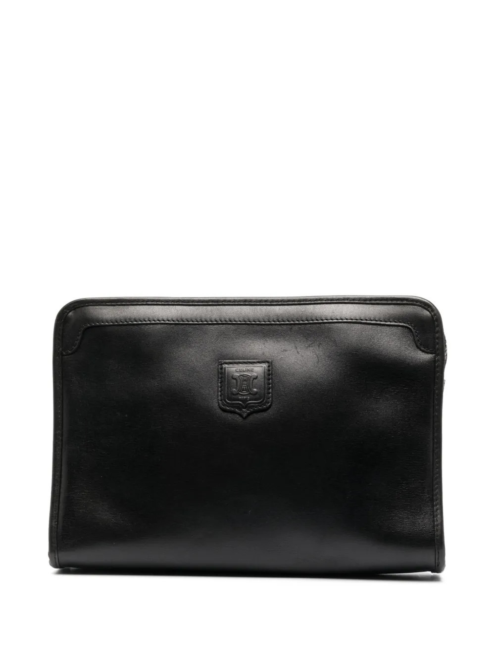 Celine Pre-Owned 1990s pre-owned logo-patch clutch bag - Black | Farfetch Global