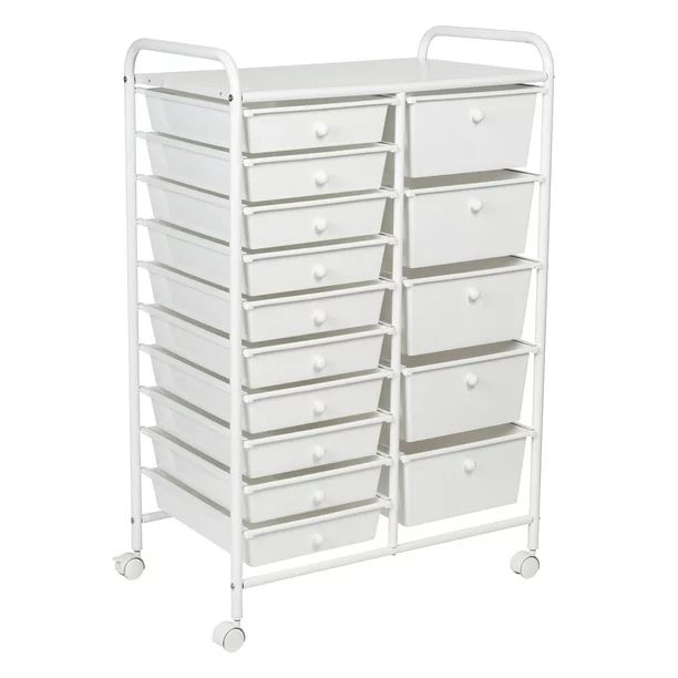 Honey-Can-Do 15-Drawer Metal Rolling Storage Cart, White | Walmart (US)