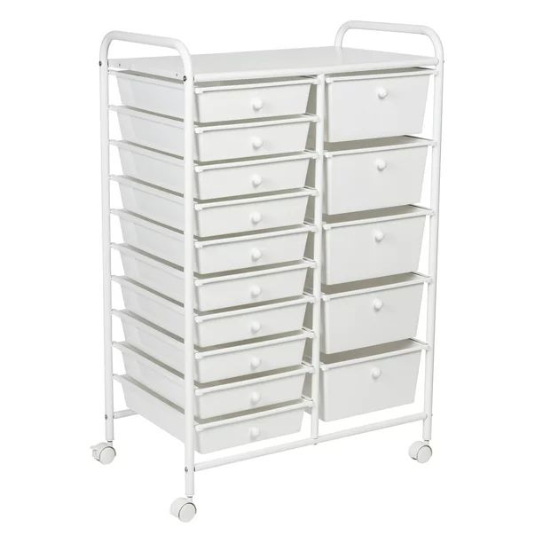 Honey-Can-Do 15-Drawer Metal Rolling Storage Cart, White | Walmart (US)