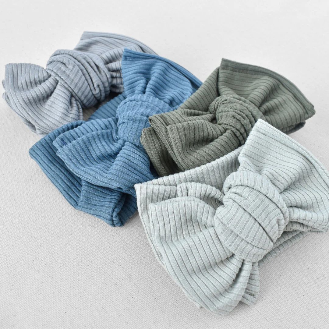 Ribbed Oversized Bow Headband Wrap aqua Gray, Blue, Hunter Green, Gray, Newborn / Baby - Etsy | Etsy (US)