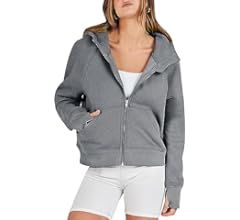 ANRABESS Women Hoodies Fleece Lined Full Zipper Sweatshirts Long Sleeve Crop Tops Clothes Sweater... | Amazon (US)