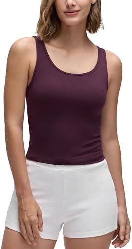 CRZ YOGA Butterluxe Double Lined Tank Tops for Women - Workout Casual Scoop Neck Racerback Crop S... | Amazon (US)