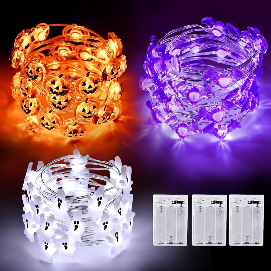 Halloween String Lights, Pumpkin Ghost Bats Mini Halloween Lights Indoor Battery Operated 9.8ft 3... | Amazon (US)
