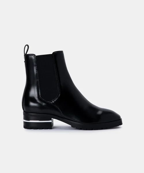 NATINA BOOTIES IN BLACK BOX LEATHER | DolceVita.com