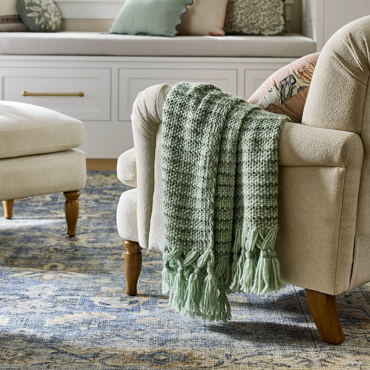 50 x 60 Throw Mixed Yarn Woven with Crossed Tassels Multi Green - Threshold™ Design with Studio... | Target