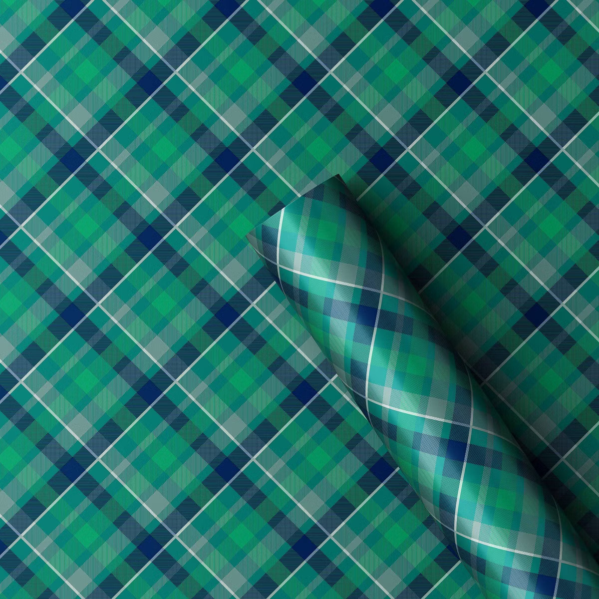 40" 125 sq ft Christmas Roll Wrap Green/Blue Plaid - Wondershop™ | Target