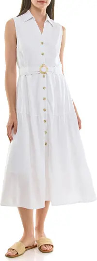 Sleeveless Belted Linen Shirtdress | Nordstrom Rack