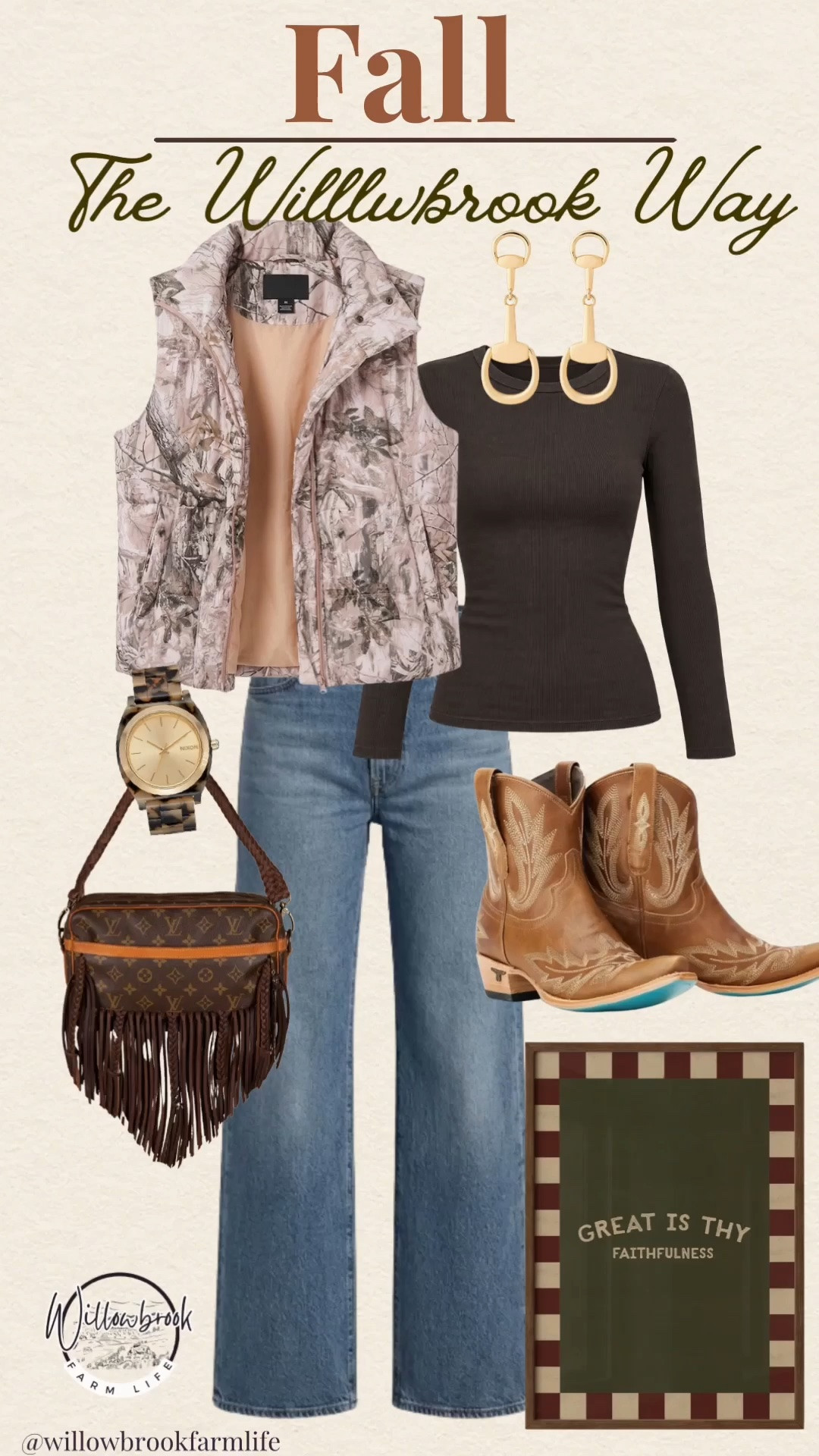 Make sure to use code WILLOW for your purse for 10% off!! 
Cooler mornings mean we’re getting closer to cozy weather!! Cool FALL nights mean cozy date nights with this Camo Vest.

#LTKootd #LTKgrwm #LTKSaleAlert