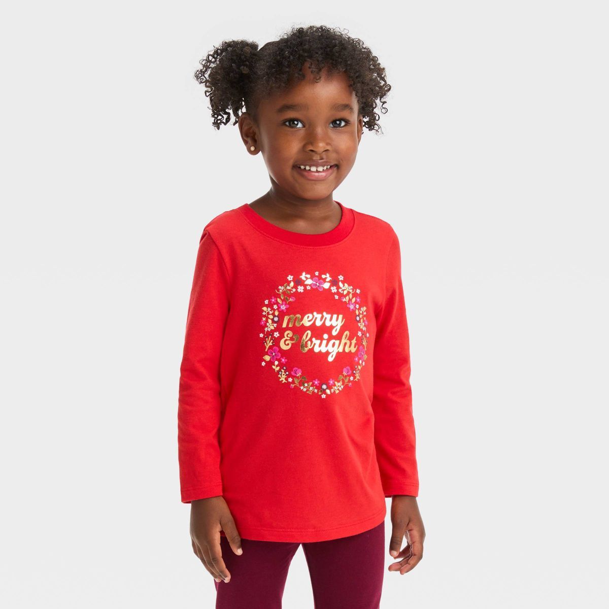 Toddler 'Merry & Bright' Long Sleeve T-Shirt - Cat & Jack™ Red | Target